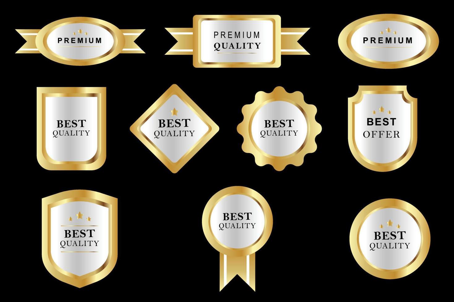 Set of classic Warranty Guarantee Gold Seal Ribbon Vintage Award insignia quality stamp design best guarantee premium product sale sticker tag warranty. vector