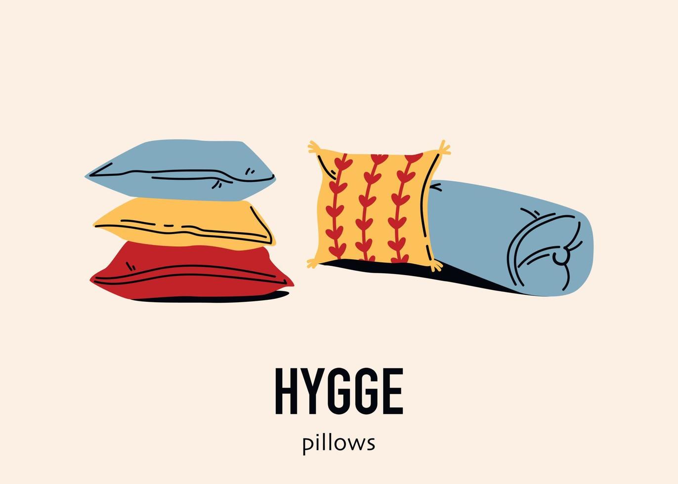 Set of decorative pillows. Flat interior textiles. Isolated images on light background vector