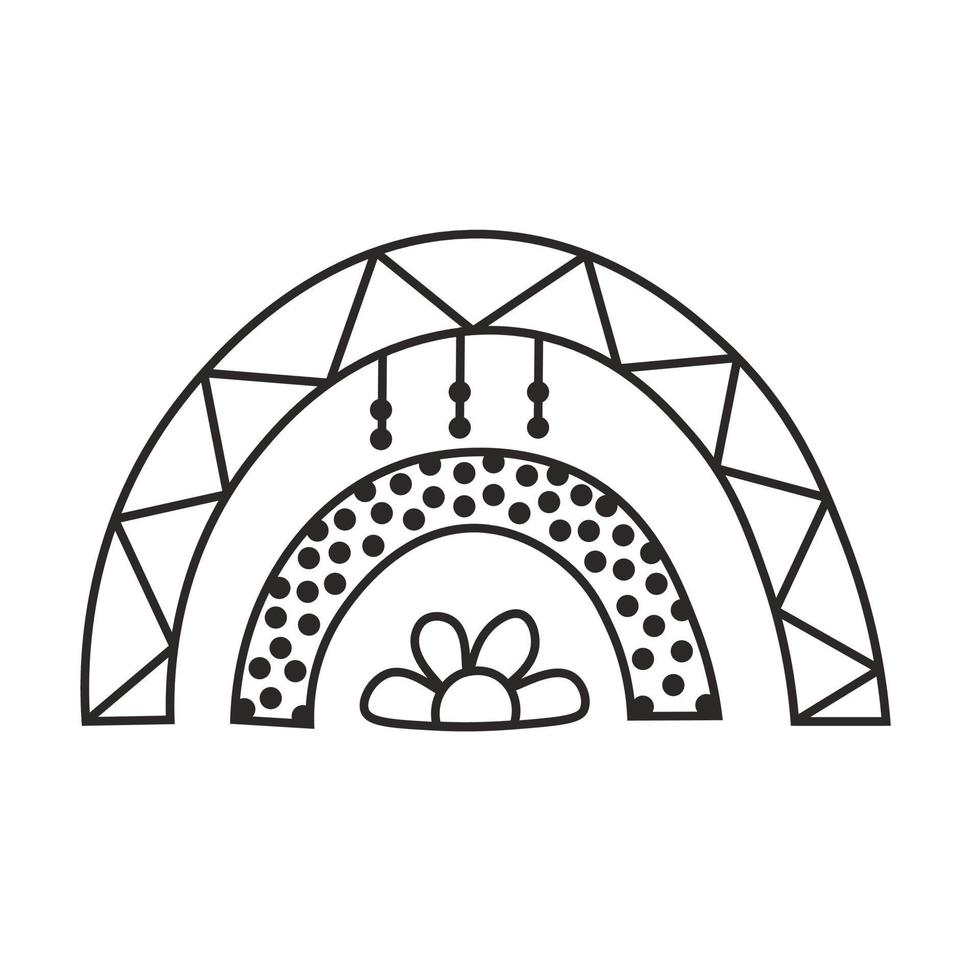 Rainbow black and white doodle vector