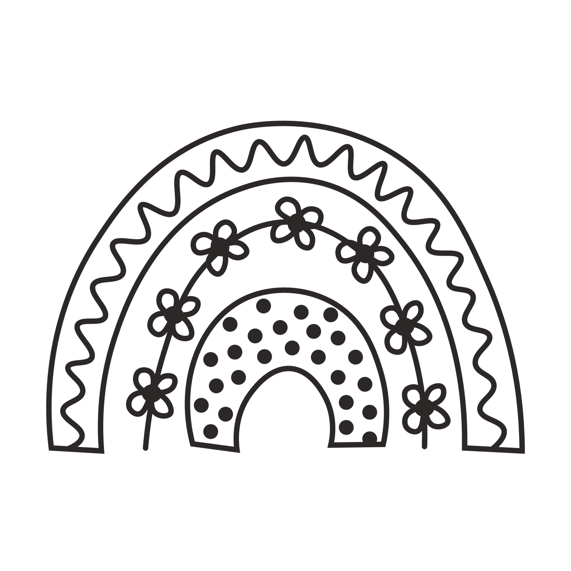 Boho black and white rainbow 14079005 Vector Art at Vecteezy