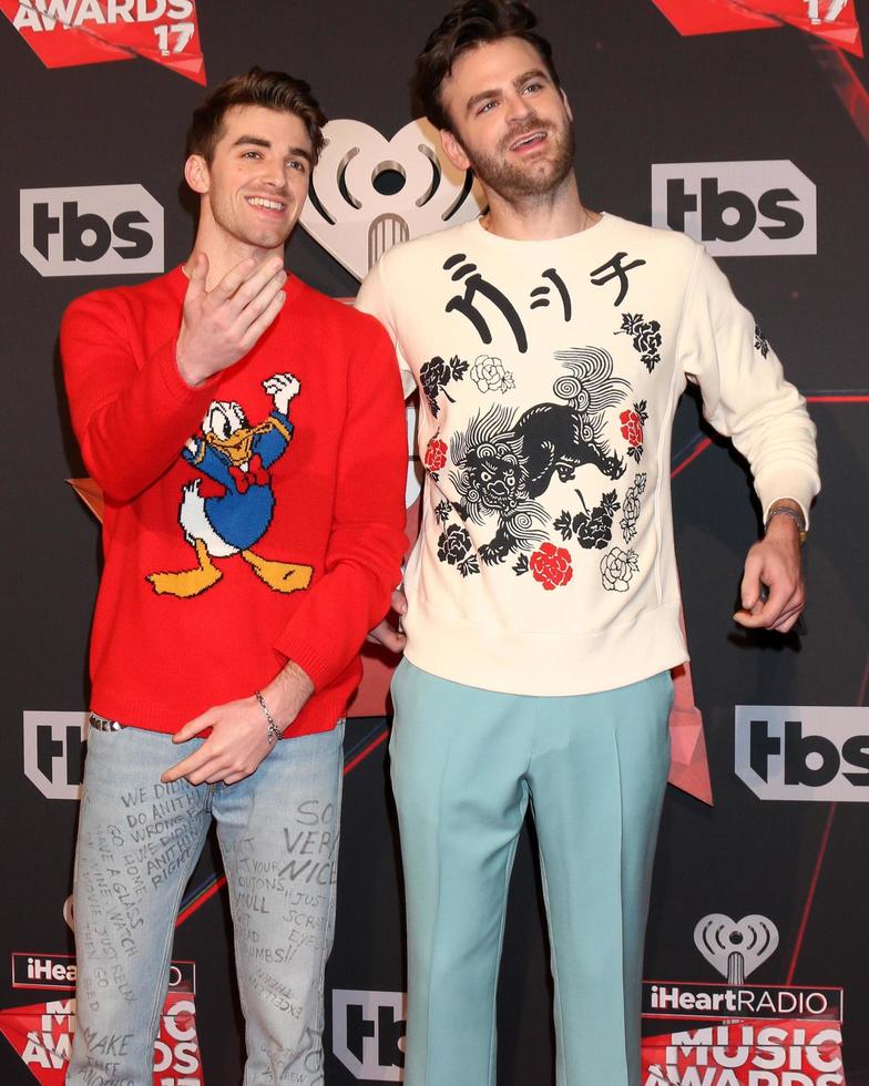 LOS ANGELES - MAR 5 - The Chainsmokers, Andrew Taggart, Alex Pall at the 2017 iHeart Music Awards at Forum on March 5, 2017 in Los Angeles, CA photo