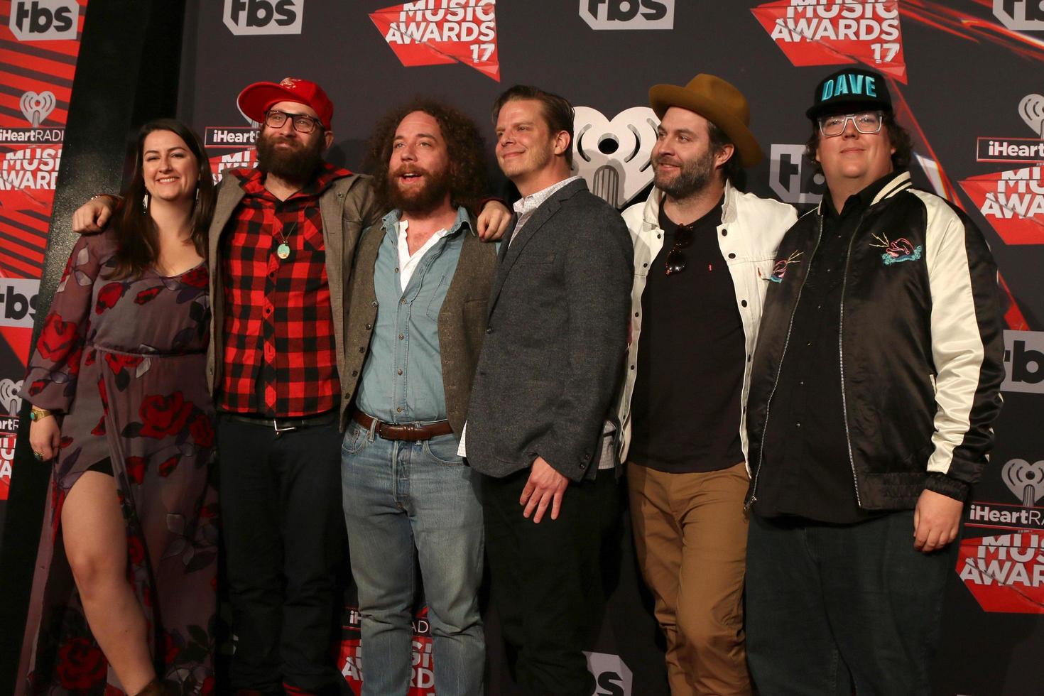 LOS ANGELES - MAR 5 - The Strumbellas, Isabel Ritchie, Simon Ward, Darryl James, Jon Hembrey, Dave Ritter, Jeremy Drury at the 2017 iHeart Music Awards at Forum on March 5, 2017 in Los Angeles, CA photo