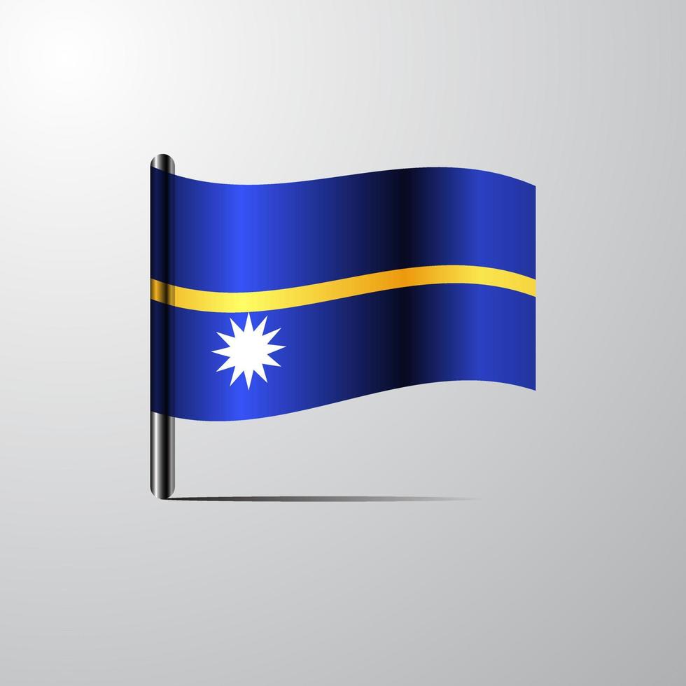 Nauru waving Shiny Flag design vector