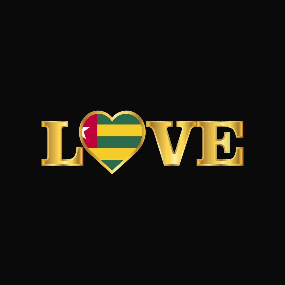 Golden Love typography Togo flag design vector