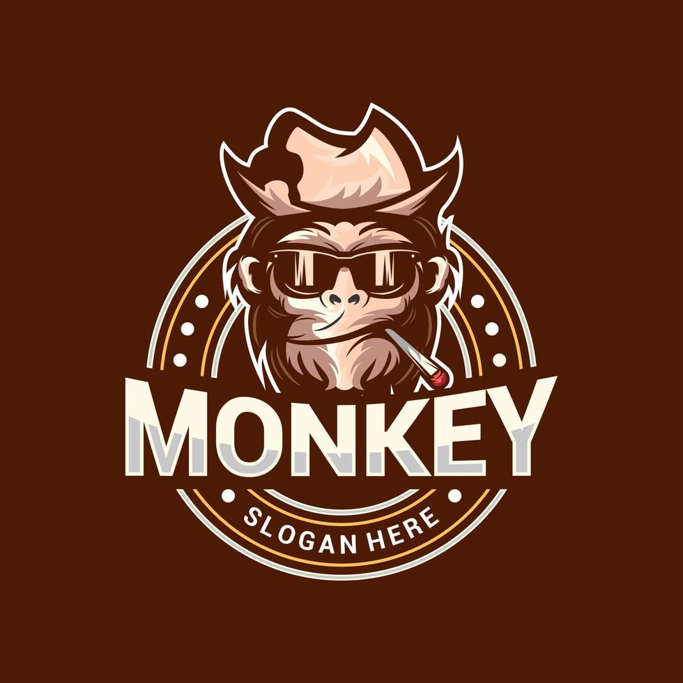 friki mono mascota vector logo ilustración