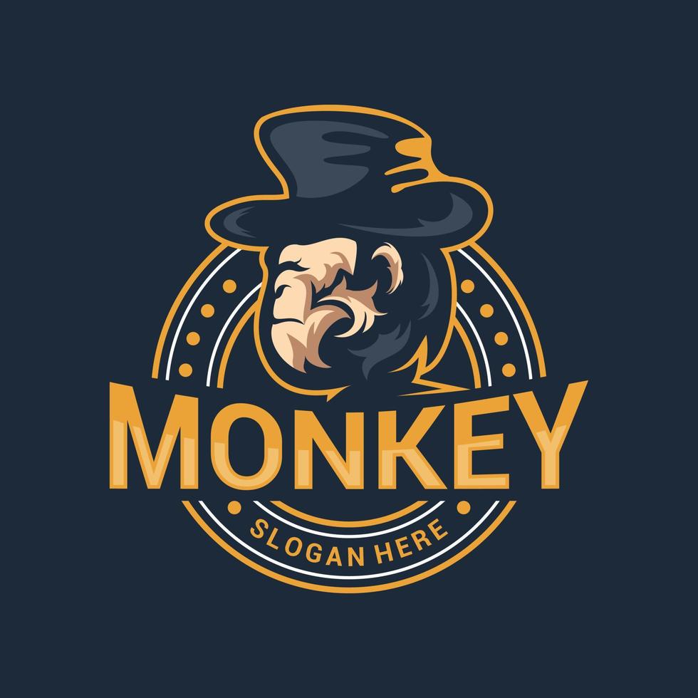 Geek monkey mascot vector logo illustration