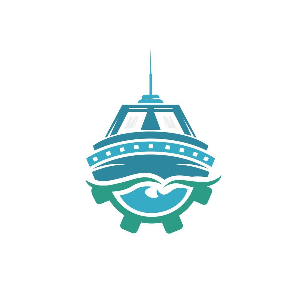 logotipo de vector premium de reparación y servicio de barcos
