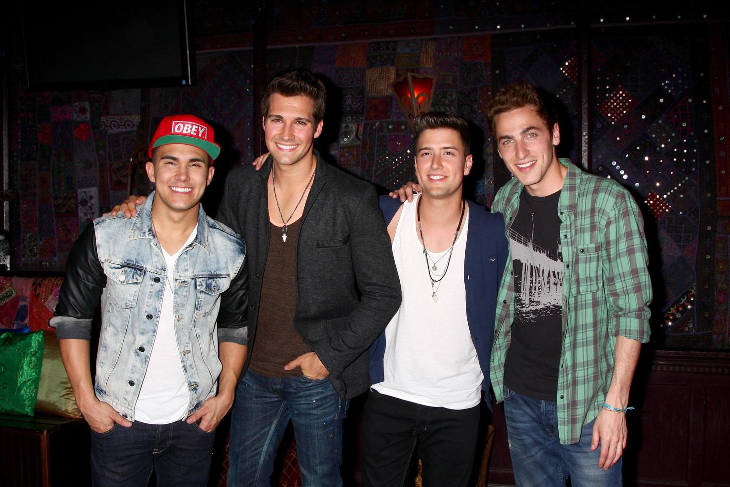LOS ANGELES, APR 1 - Carlos Roberto Pena Jr , James Maslow, Logan Henderson, Kendall Schmidt of Big Time Rush at the Big Time Rush and Victoria Justice Summer Break Tour Announcement at the House of Blues on April 1, 2013 in West Hollywood, CA photo