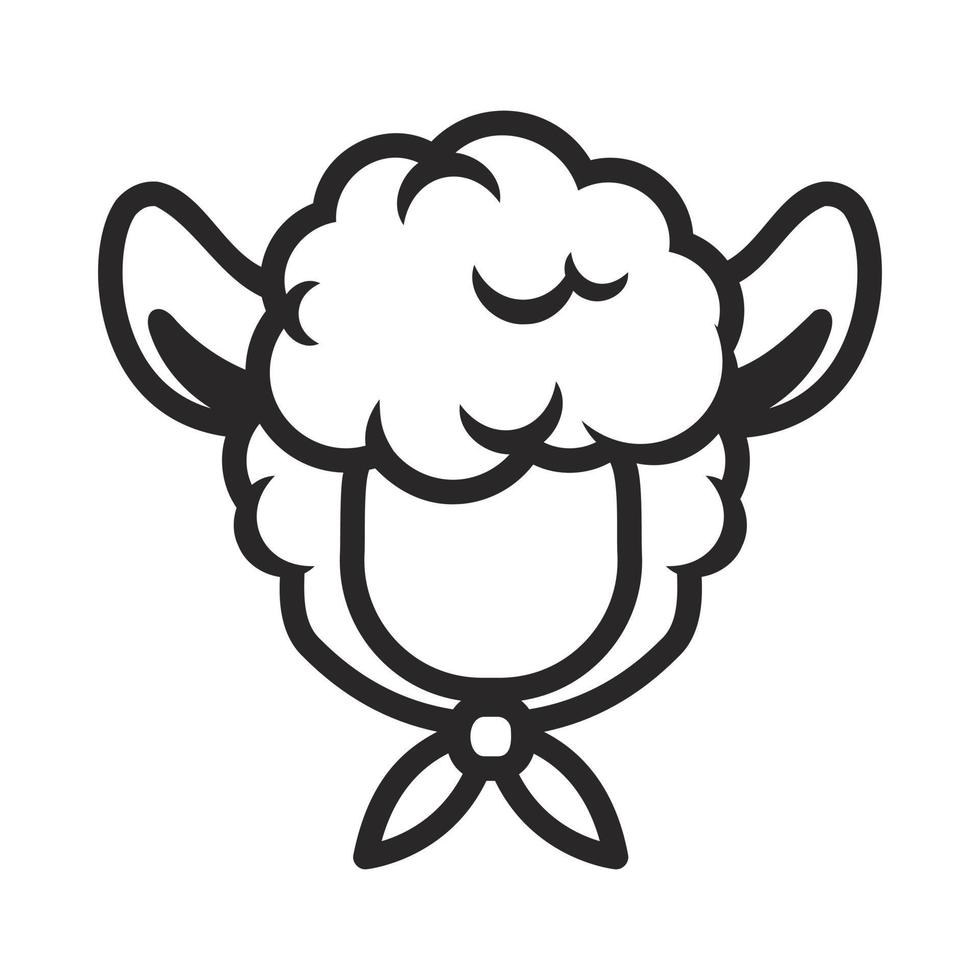 Sheep ear face hoodie head icon on a white background. Vector illustration