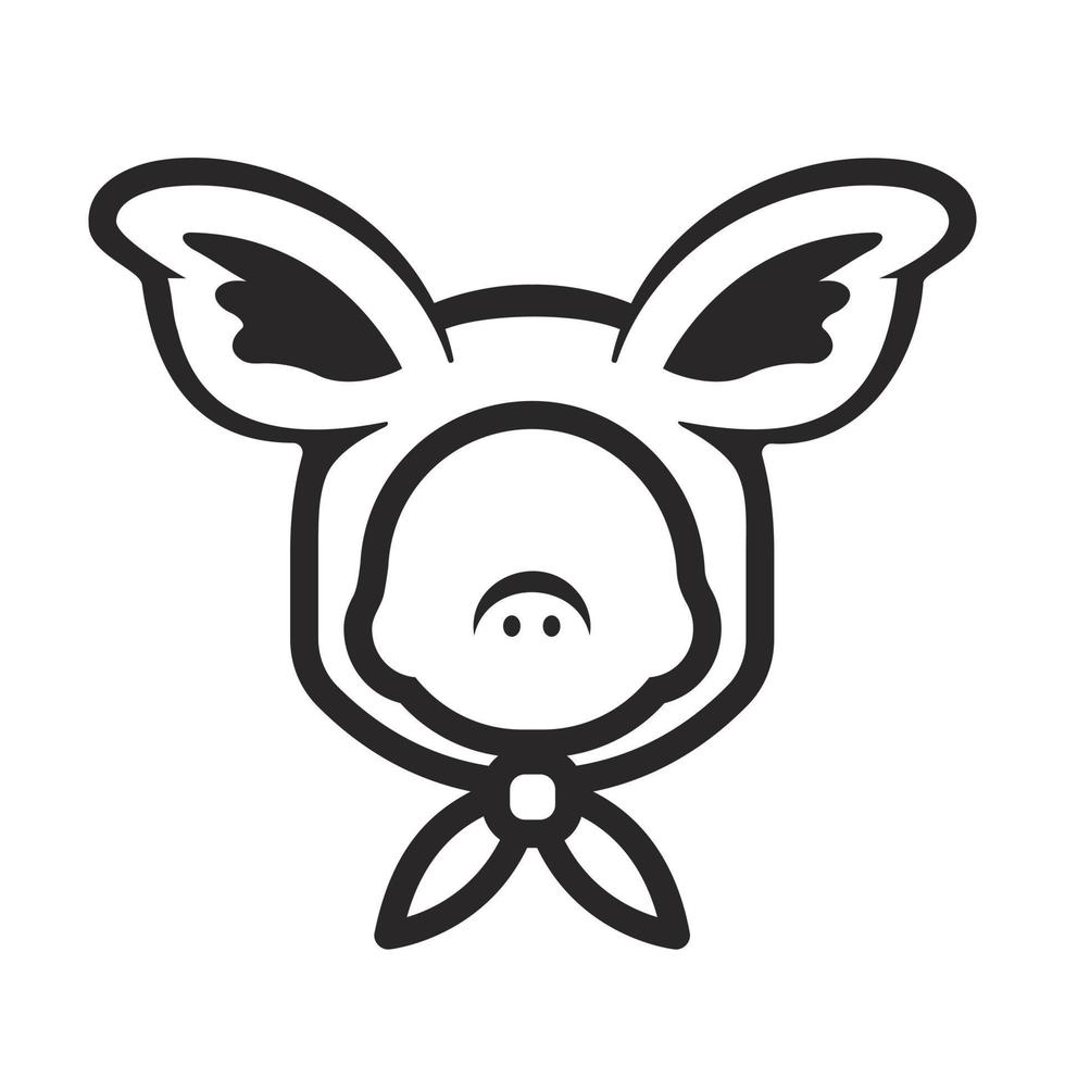 Pig ear face hoodie head icon on a white background. Vector illustration