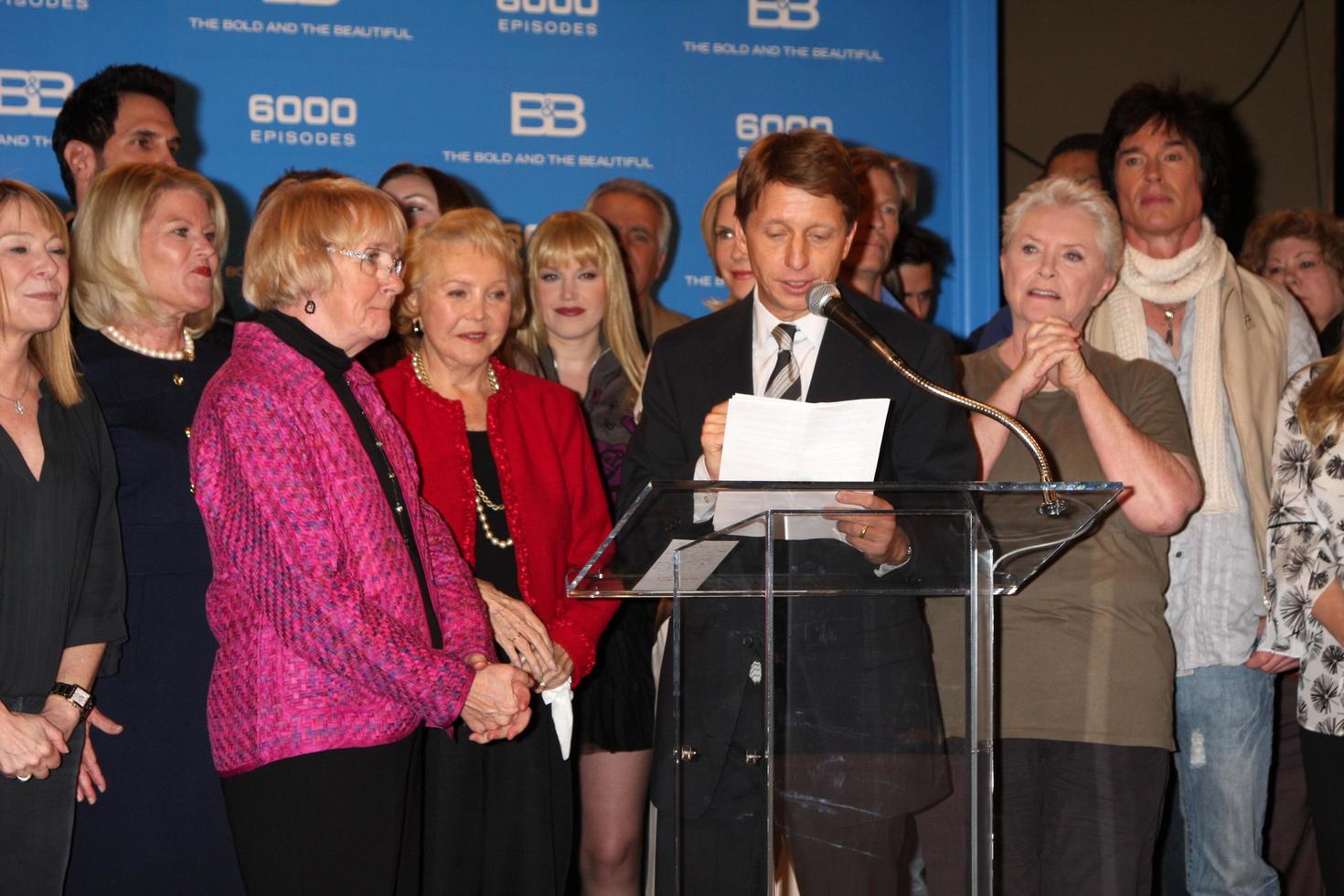 LOS ANGELES, FEB 7 - Kathryn Joosten, with Bold and Beautiful Cast, Brad Bell at the 6000th Show Celebration at The Bold and The Beautiful at CBS Television City on February 7, 2011 in Los Angeles, CA photo