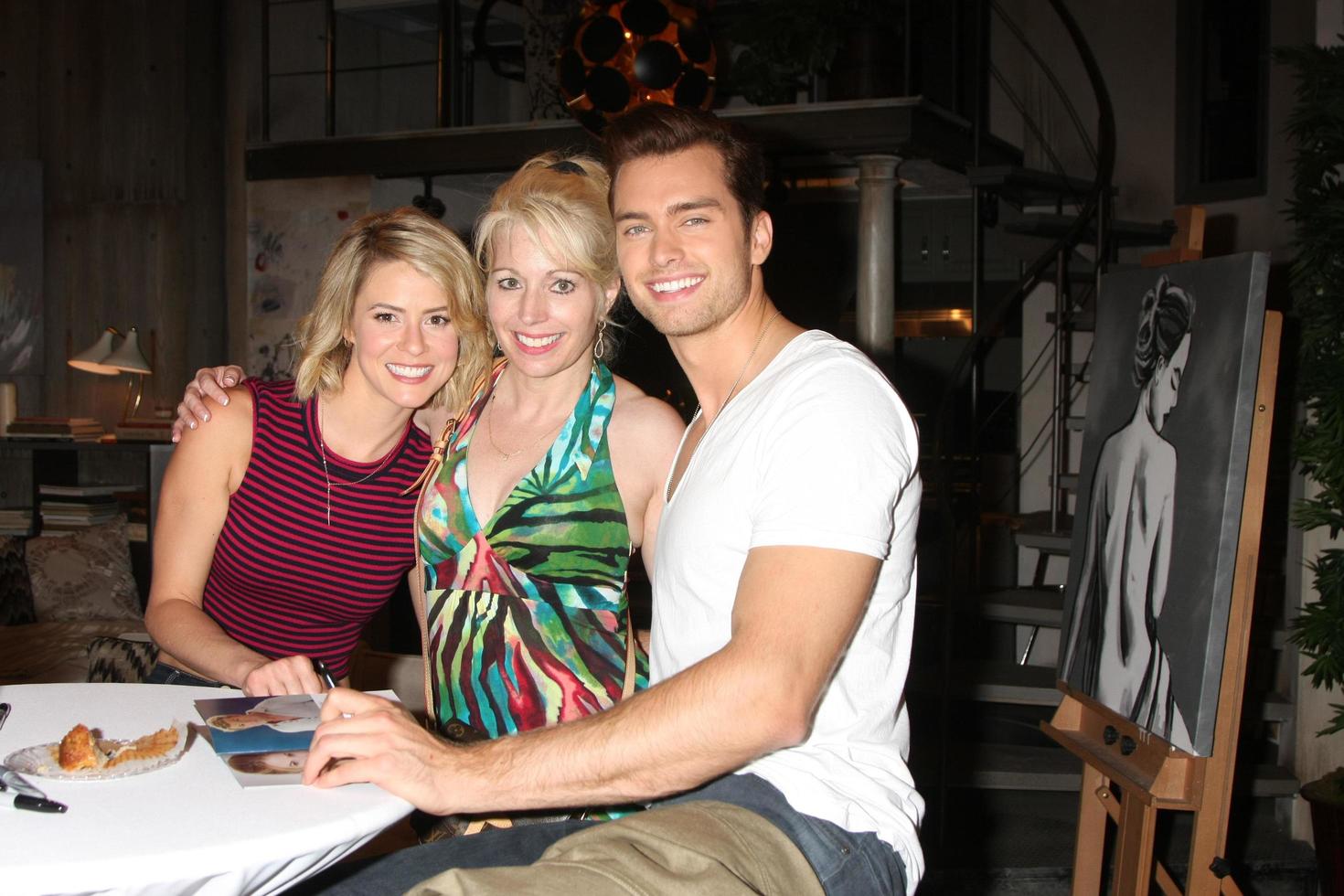 LOS ANGELES, AUG 14 - Linsey Godfrey, Fan, Pierson Fode at the Bold and Beautiful Fan Event Friday at the CBS Television City on August 14, 2015 in Los Angeles, CA photo