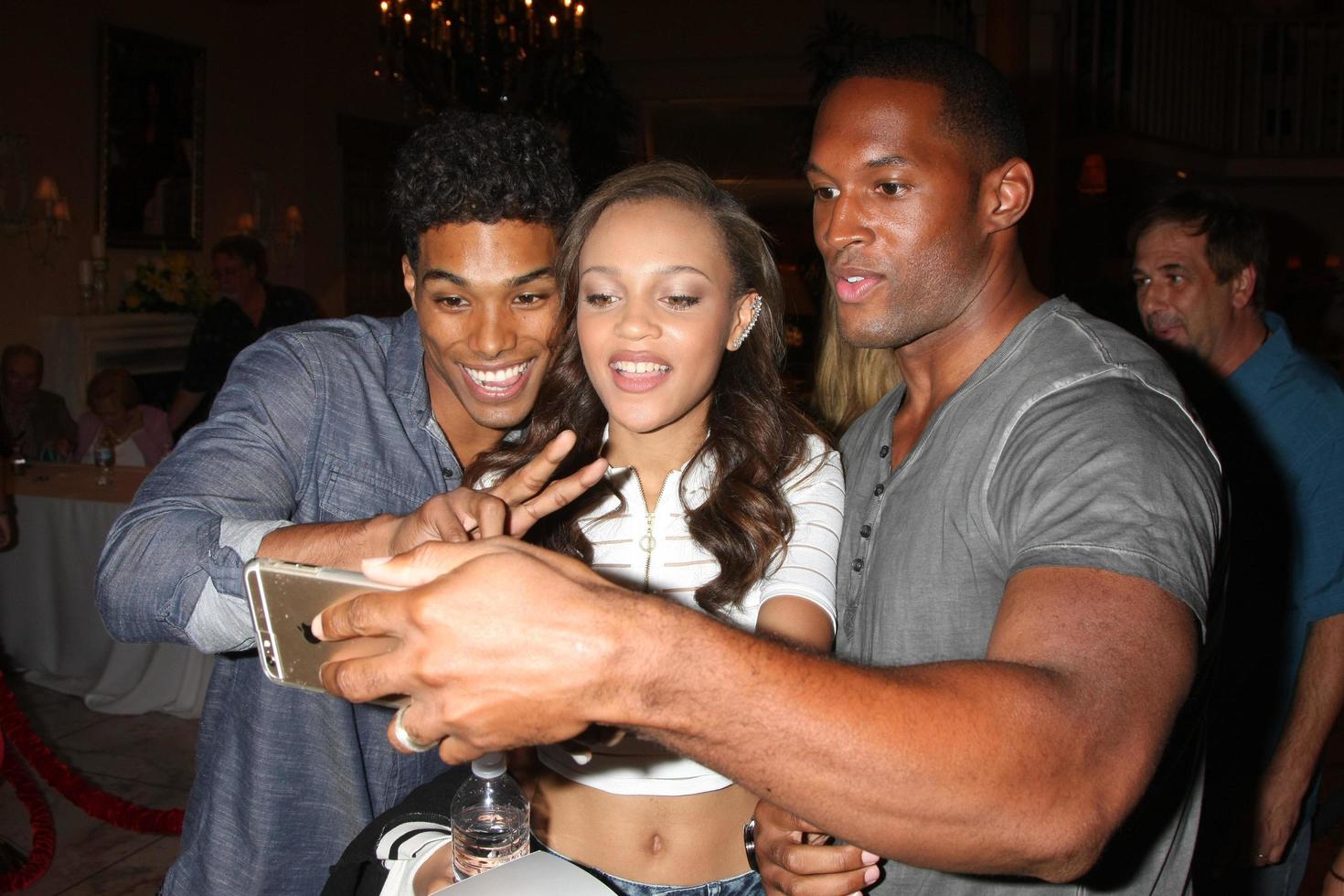 LOS ANGELES, AUG 14 - Rome Flynn, Reign Edwards, Lawrence Saint-Victor at the Bold and Beautiful Fan Event Friday at the CBS Television City on August 14, 2015 in Los Angeles, CA photo