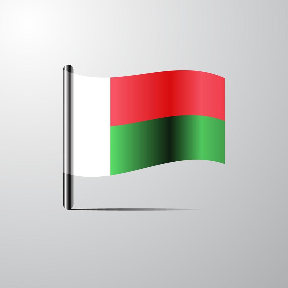 madagascar ondeando vector de diseño de bandera brillante