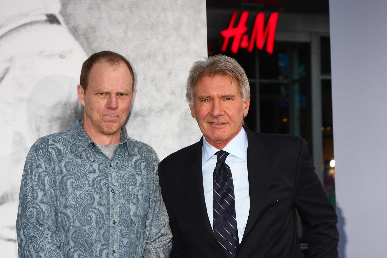 LOS ANGELES, APR 9 - Brian Helgeland, Harrison Ford arrives at the 42 Premiere at the Chinese Theater on April 9, 2013 in Los Angeles, CA photo