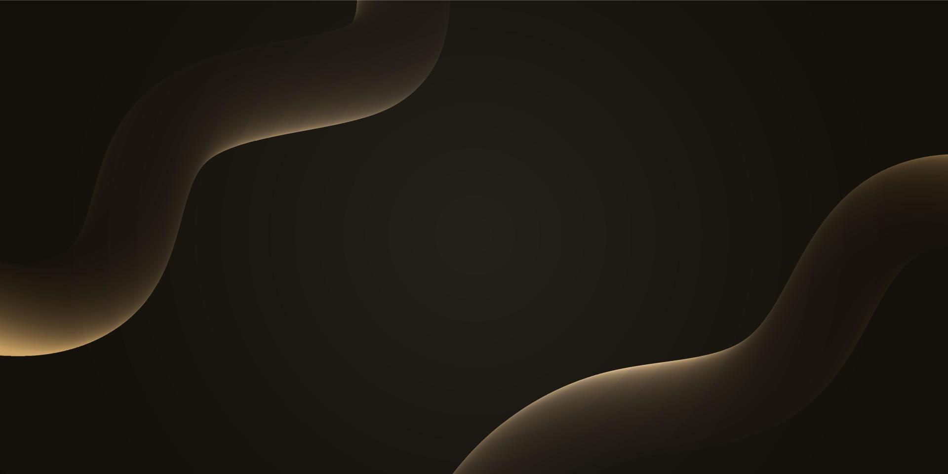 Abstract luxury banner with dynamic 3d golden light line wave shape. Premium horizontal background with copy space for product presentation, company branding. Modern cover design. Black and gold color vector