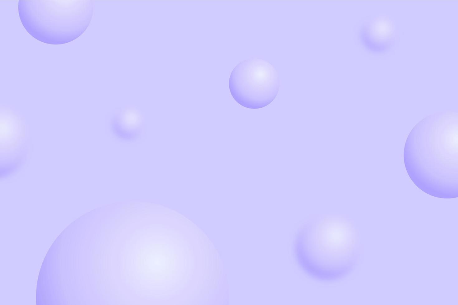 Fondo de color lavanda de esfera 3d. bolas abstractas voladoras, formas geométricas redondas con brillo brillante y degradado. plantilla de diseño lila o púrpura. telón de fondo de arte minimalista moderno con círculo, orbe, burbujas vector