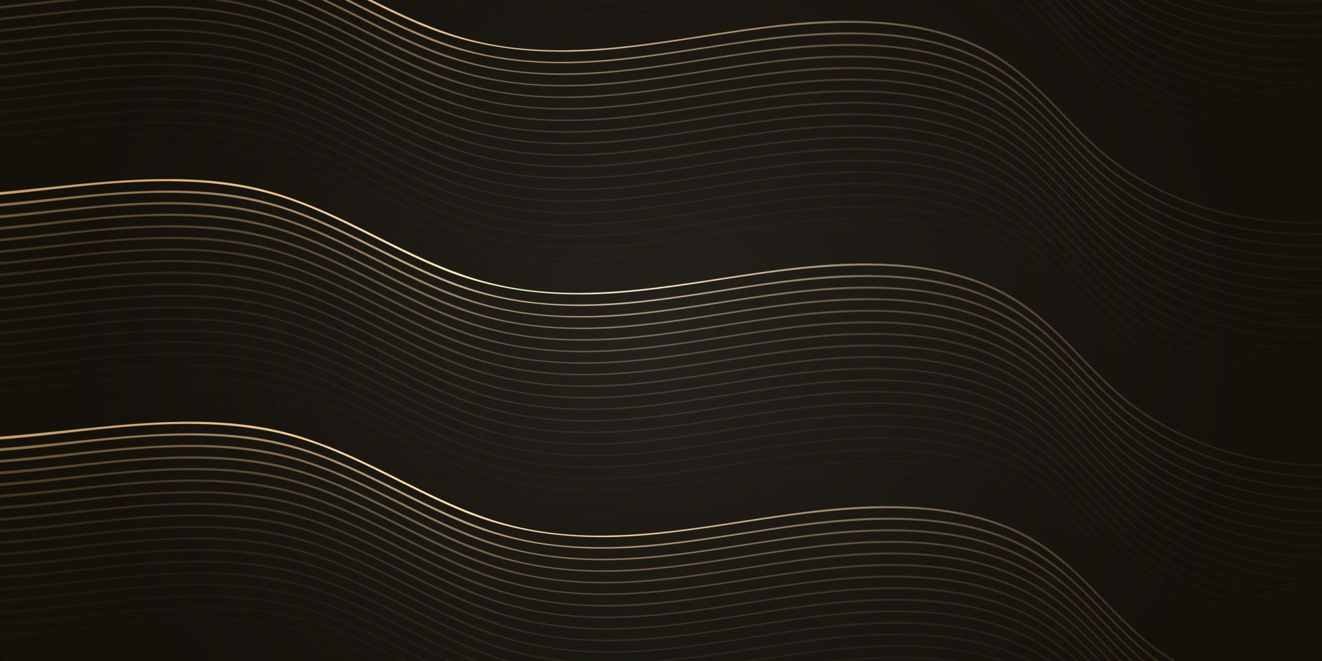 banner de lujo abstracto con forma de onda de línea de luz dorada 3d dinámica. fondo horizontal premium con espacio de copia para la presentación del producto, marca de la empresa. Diseño de portada moderno. color negro y dorado vector