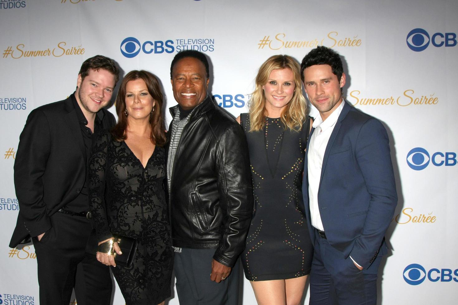 los angeles, 18 de mayo - harry ford, marcia gay harden, william allen young, bonnie sommerville, ben hollingsworth en la cbs summer soiree 2015 en el hotel de londres el 18 de mayo de 2015 en west hollywood, ca foto