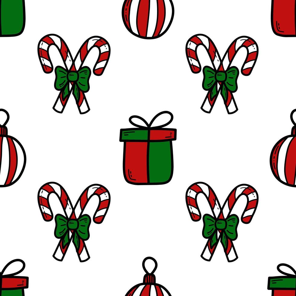 Doodle Christmas and new year vector seamless pattern