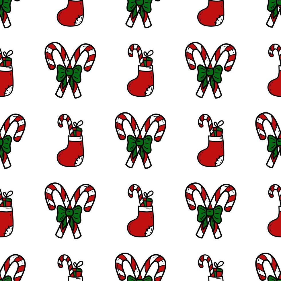 Doodle Christmas and new year vector seamless pattern