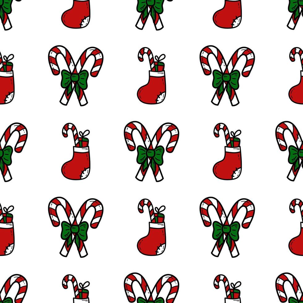 Doodle Christmas and new year vector seamless pattern