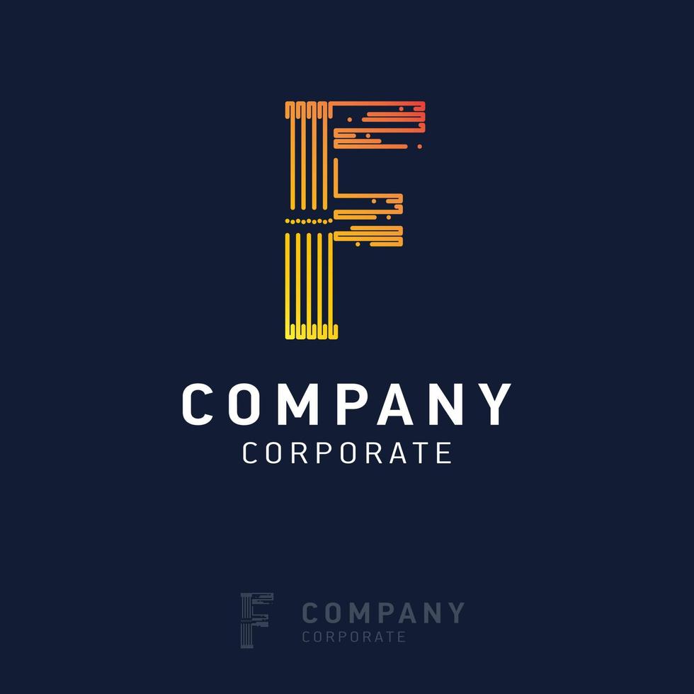 F company logo design with visiting card vector
