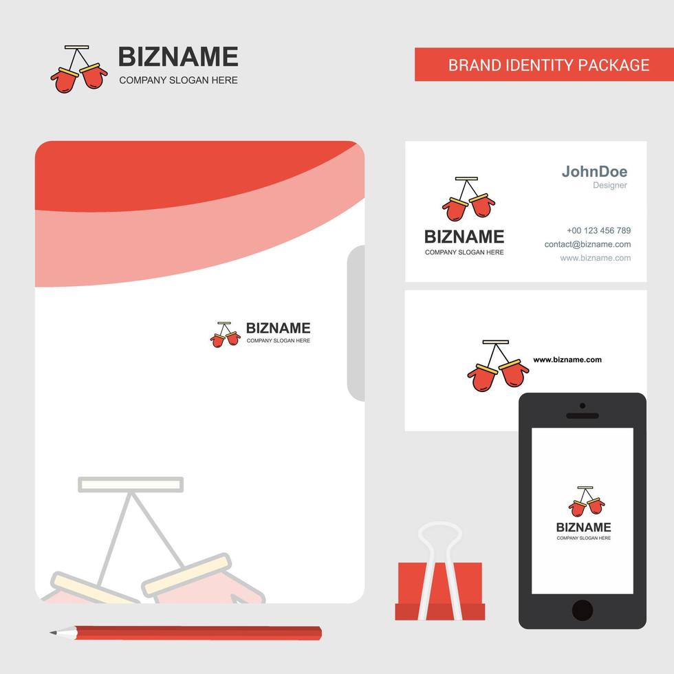 Gloves Business Logo File Cover Visiting Card and Mobile App Design Vector Illustration