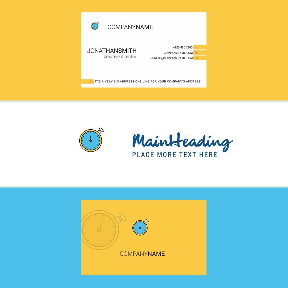 Beautiful Stopwatch Logo and business card vertical Design Vector