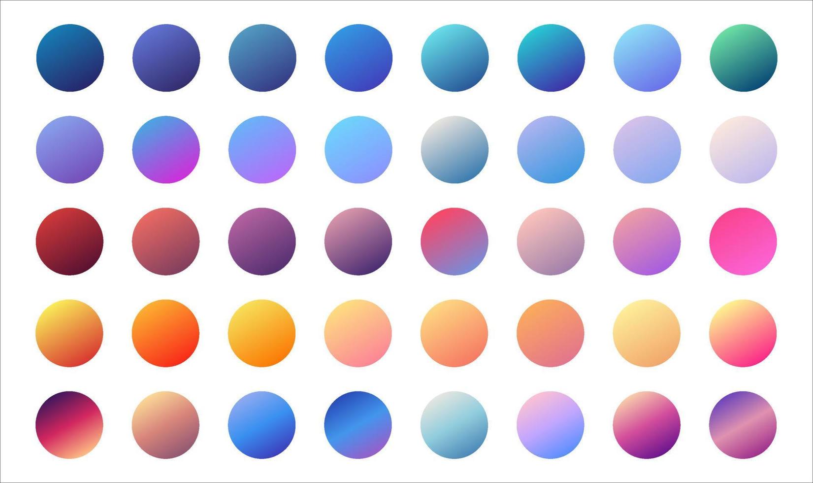 Collection of colorful modern gradient background for graphic design. Color gradient palette in the form of circles. vector