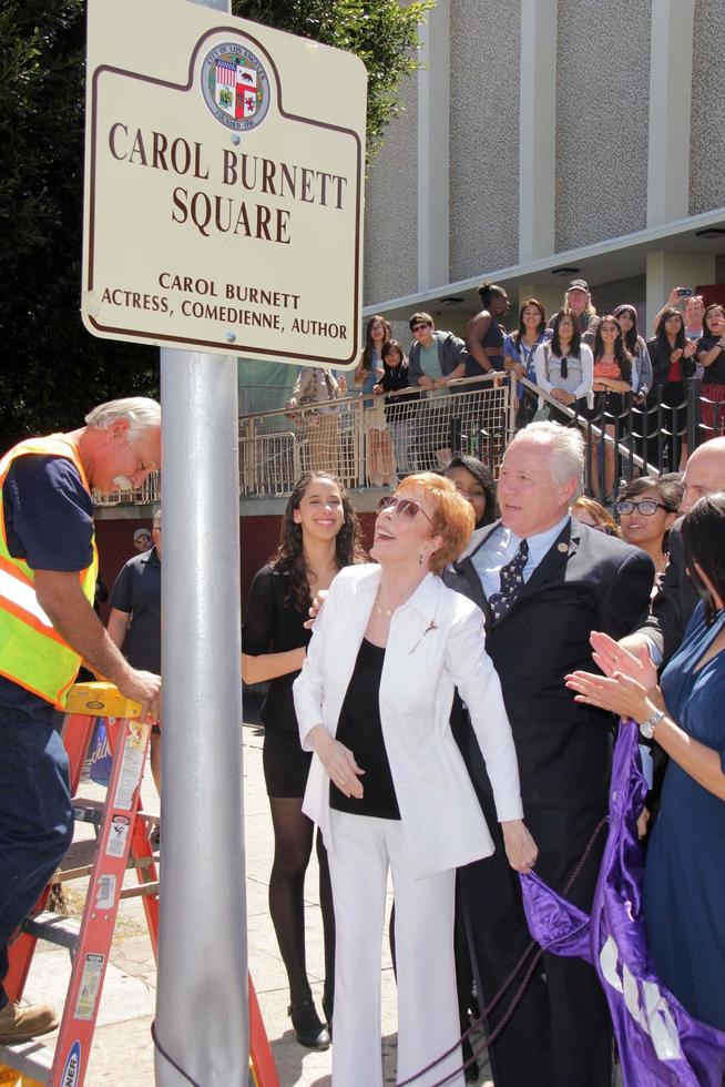 LOS ANGELES, APR 18 - Carol Burnett, Tom LeBonge at the Carol Burnett Square Unveiling at the Selma and Highland on April 18, 2013 in Los Angeles, CA photo