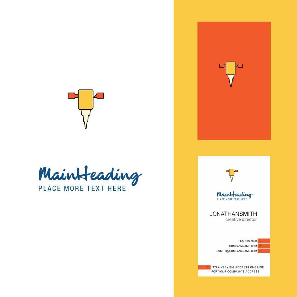 vector de diseño vertical de tarjeta de visita y logotipo creativo jack hammer