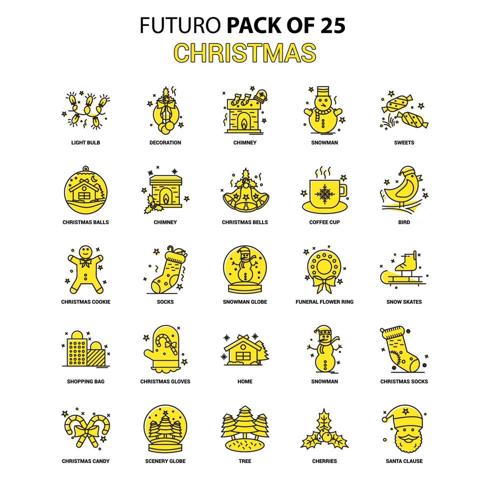 Christmas Icon Set Yellow Futuro Latest Design icon Pack vector