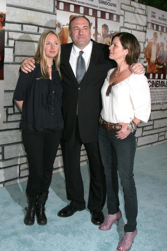 LOS ANGELES, APR 11 - Hope Davis, James Gandolfini, Marcia Gay Harden arriving at the HBO Films Cinema Verite Los Angeles Premiere at Paramount Studios on April 11, 2011 in Los Angeles, CA photo