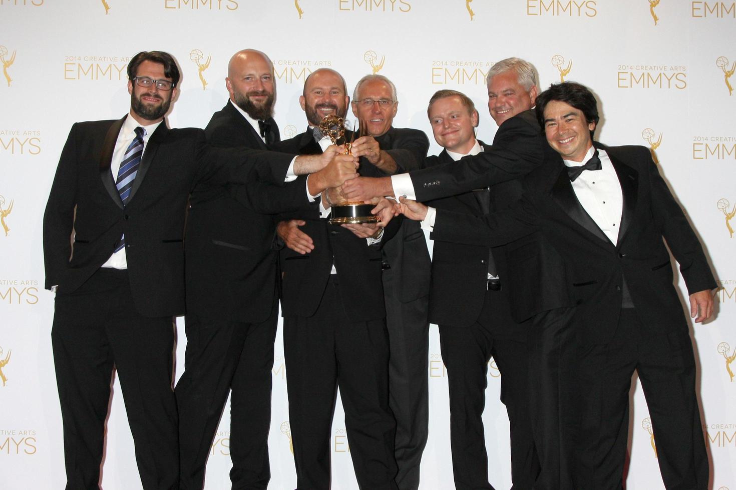 los angeles, 16 de agosto - captura mortal, fotografía para un programa de telerrealidad en los premios emmy creativos 2014, sala de prensa en el teatro nokia el 16 de agosto de 2014 en los angeles, ca foto