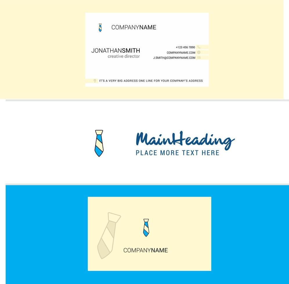 Beautiful Tie Logo and business card vertical Design Vector