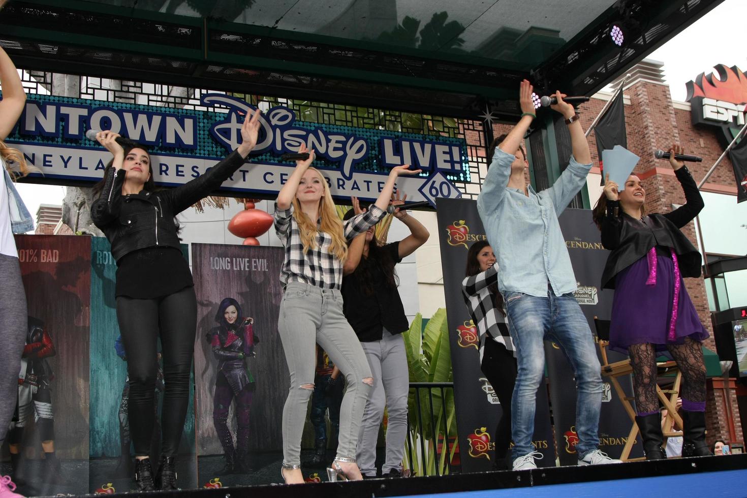 LOS ANGELES, OCT 17 - Sofia Carson, Dove Cameron, Booboo Stewart, Cameron Boyce at the Stars of Descendants Personal Appearance at the Downtown Disney on October 17, 2015 in Anaheim, CA photo
