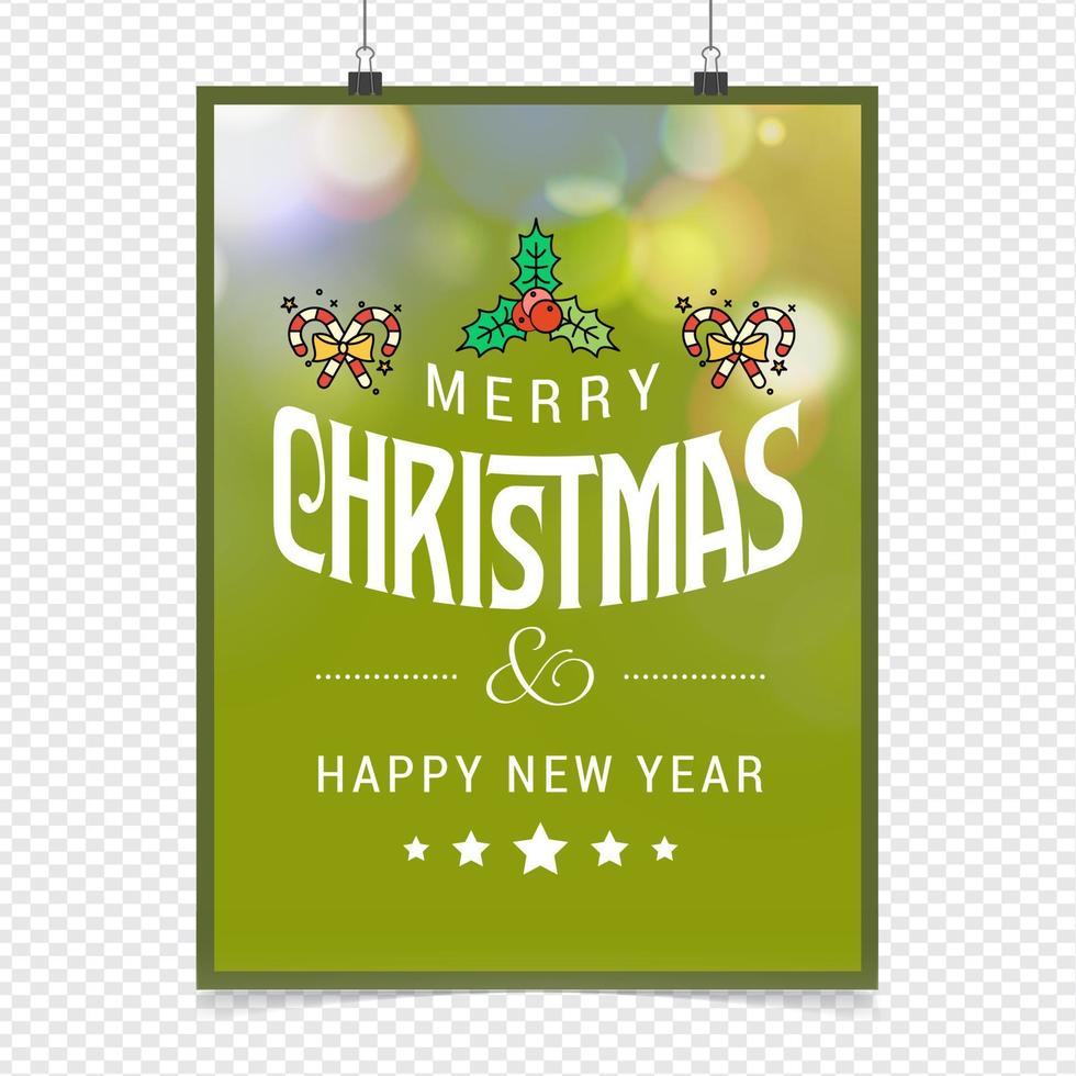 tarjeta de saludos de navidad con tipografía y vector de fondo verde