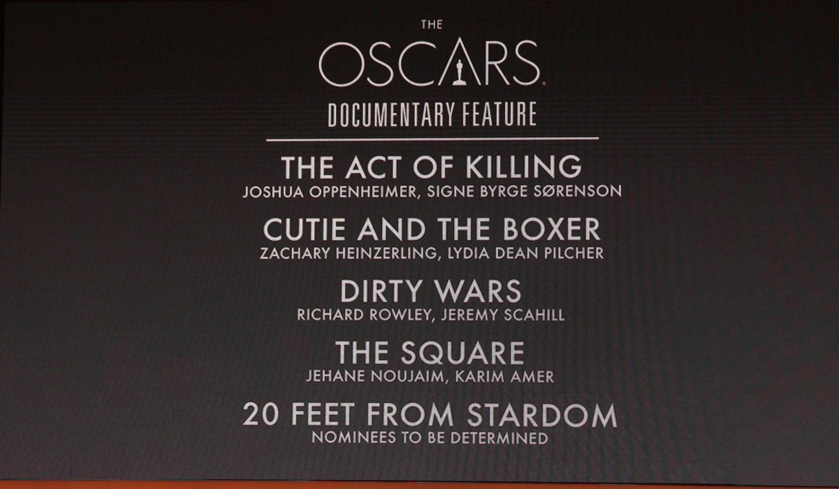 LOS ANGELES, JAN 16 - Documentary Feature Nominations at the 86th Academy Awards Nominations Announcement at AMPAS Samuel Goldwyn Theater on January 16, 2014 in Beverly Hills, CA photo