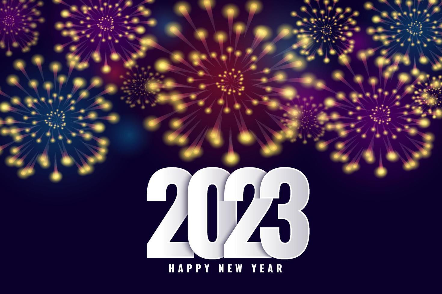 feliz año nuevo 2023 banner de fondo abstracto con fuegos artificiales. diseño de tarjetas de felicitación de vacaciones. vector