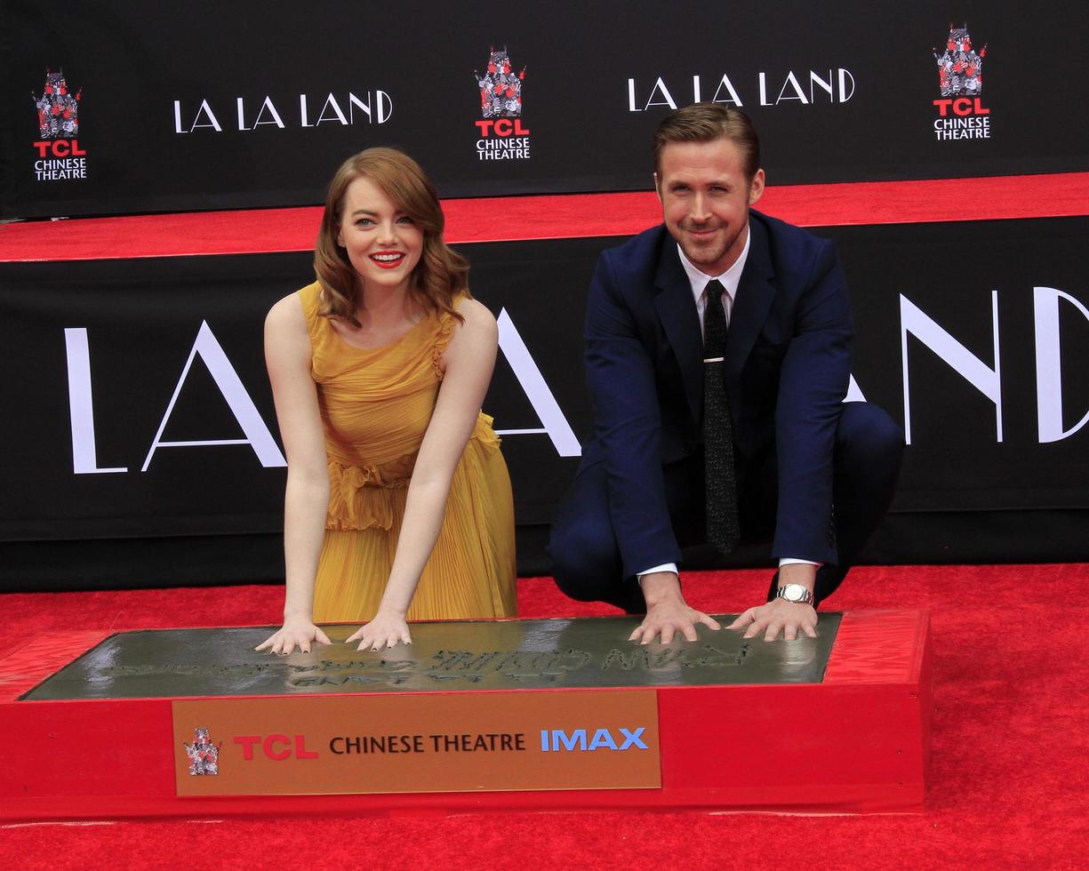 LOS ANGELES, DEC 7 - Emma Stone, Ryan Gosling at the Emma Stone and Ryan Gosling Hand and Foot Print Ceremony at TCL Chinese Theater on December 7, 2016 in Los Angeles, CA photo