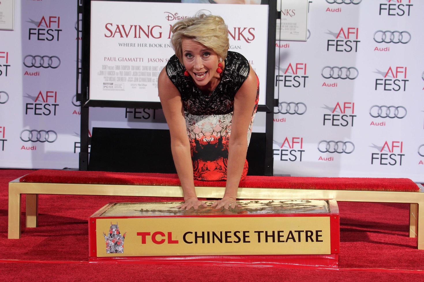 LOS ANGELES, NOV 7 - Emma Thompson at the Emma Thompson Hand and Footprint Ceremony at TCL Chinese Theater on November 7, 2013 in Los Angeles, CA photo