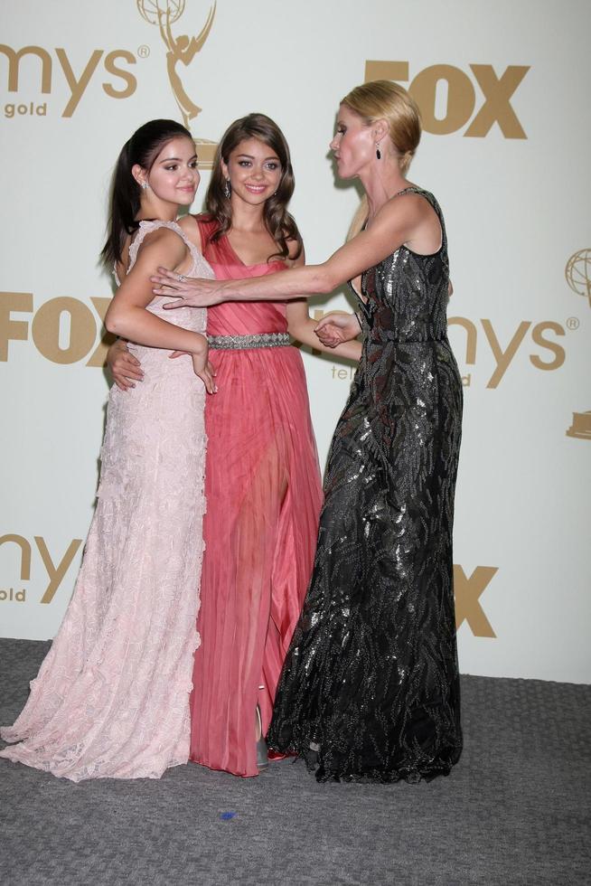 LOS ANGELES, SEP 18 - Ariel Winter, Sarah Hyland, Julie Bowen in the Press Room at the 63rd Primetime Emmy Awards at Nokia Theater on September 18, 2011 in Los Angeles, CA photo