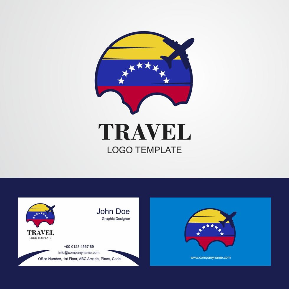 logotipo de la bandera de venezuela de viaje y diseño de tarjeta de visita vector