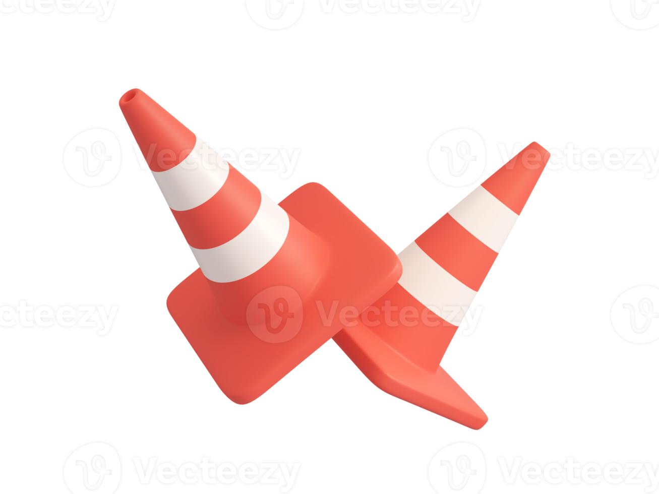 3d orange traffic cone construction improvement zone png