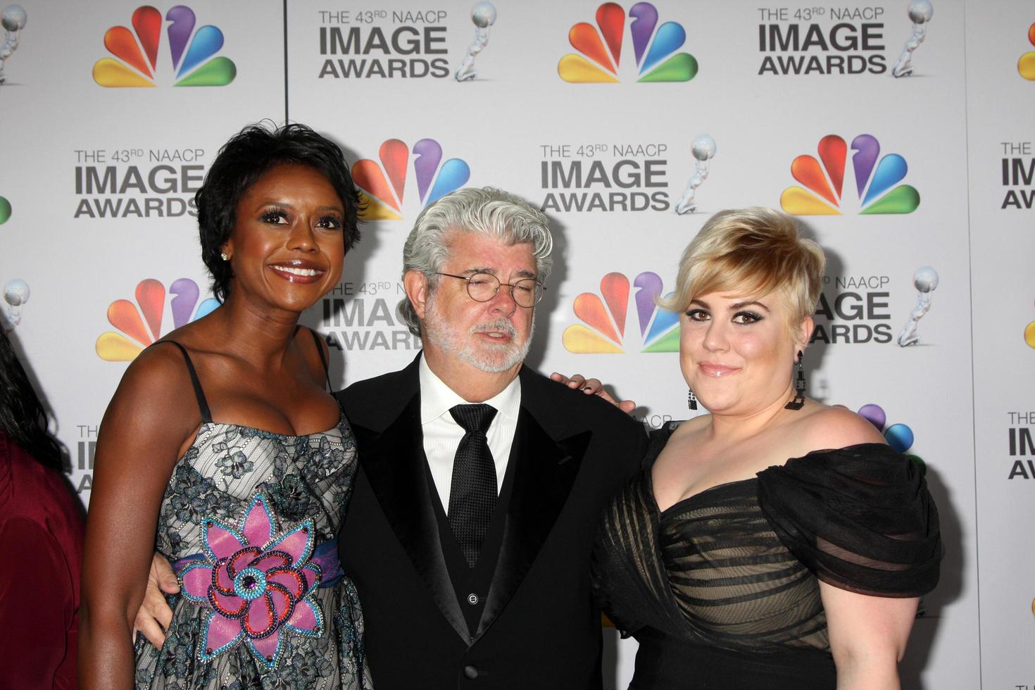 LOS ANGELES, FEB 17 - Mellody Hobson George Lucas, Katie Lucas arrives at the 43rd NAACP Image Awards at the Shrine Auditorium on February 17, 2012 in Los Angeles, CA photo