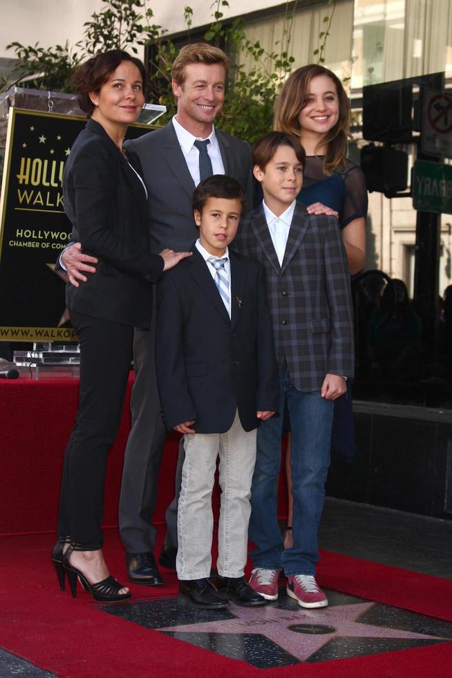 LOS ANGELES, FEB 14 - Rebecca Rigg, Simon Baker, and thier children at the Hollywood Walk of Fame Ceremony honoring Simon Baker at the Hollywood Boulevard on February 14, 2013 in Los Angeles, CA photo