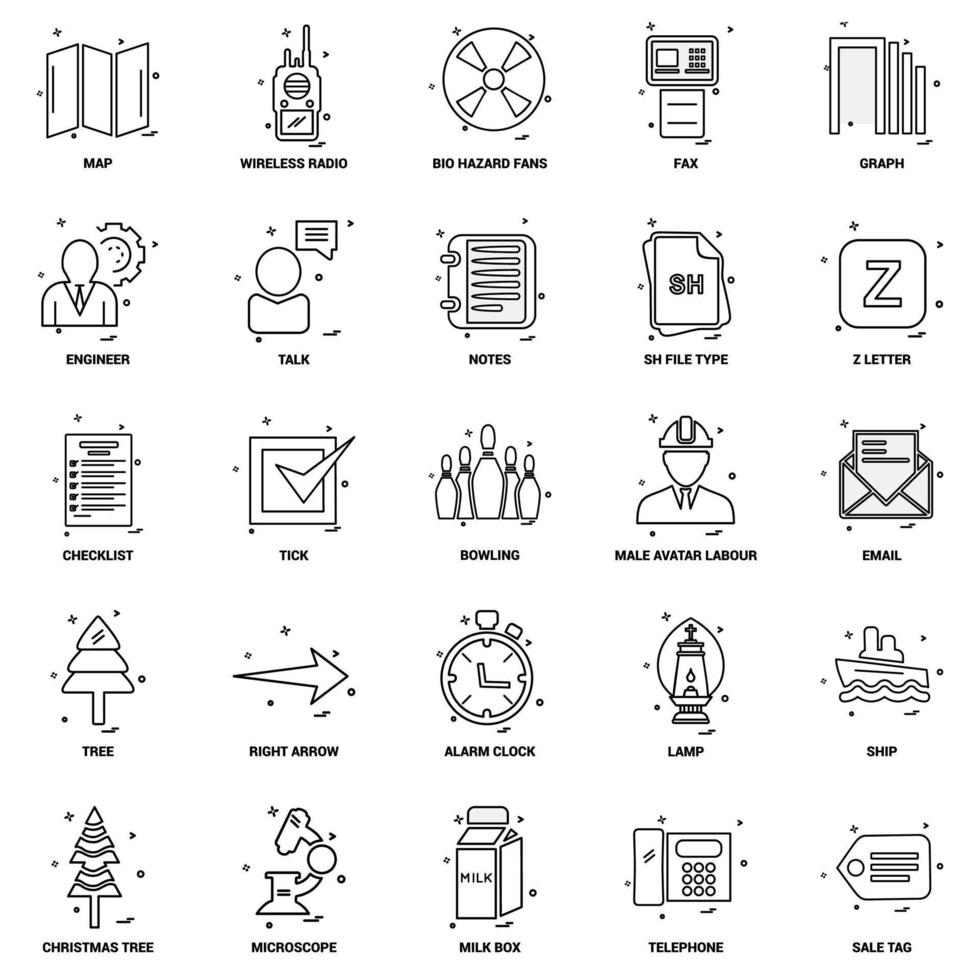 25 Business Concept Mix Line Icon set vector