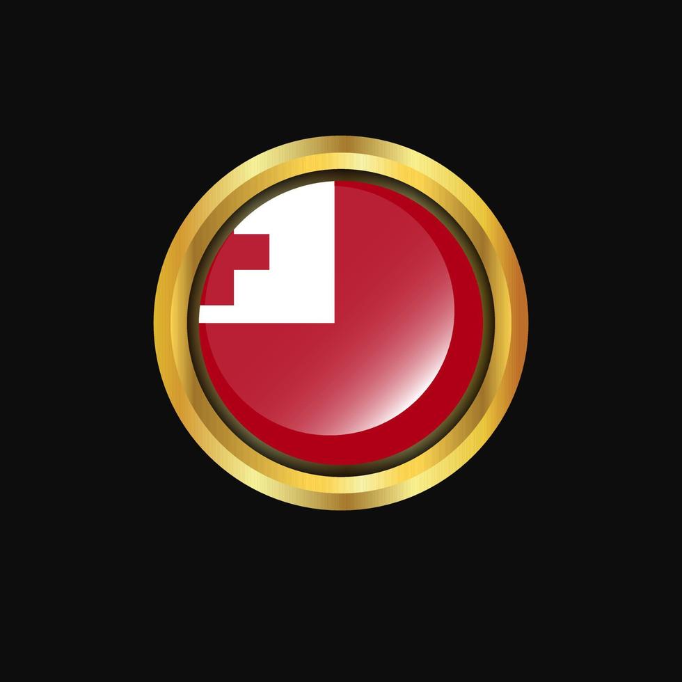 Tonga flag Golden button vector