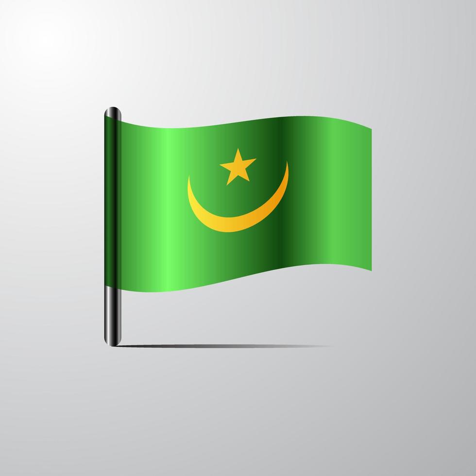 mauritania ondeando vector de diseño de bandera brillante